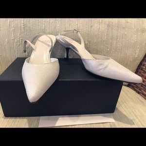 Metallic Stuart Weitzman sling backs